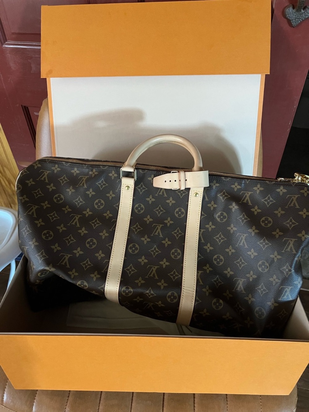 Louis Vuitton Monogram Canvas Duffel with Natural Leather Trim